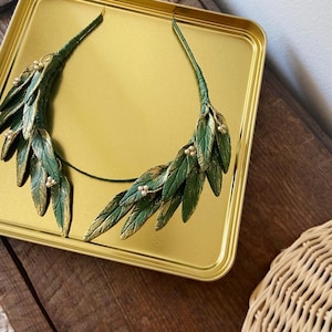 Greenery Wedding Crown,  Handmade Leaf Rustic Headpiece