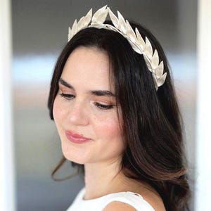 White Leaf Bridal Crown, Woodland Wedding Tiara