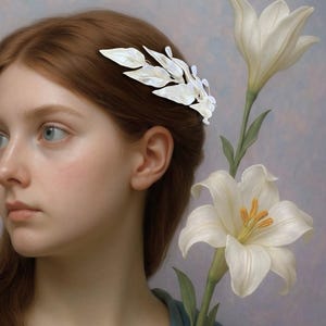 Hand-Textured Porcelain Leaf and Pearl Bridal Headpiece | Greek Goddess Tiara | Ancient Core Wedding Accessory