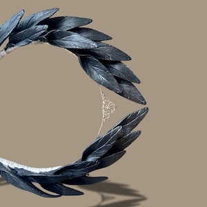 Renaissance Black Leaf Crown for 2026 Gothic Bride | Baroque Raven Diadem image 1