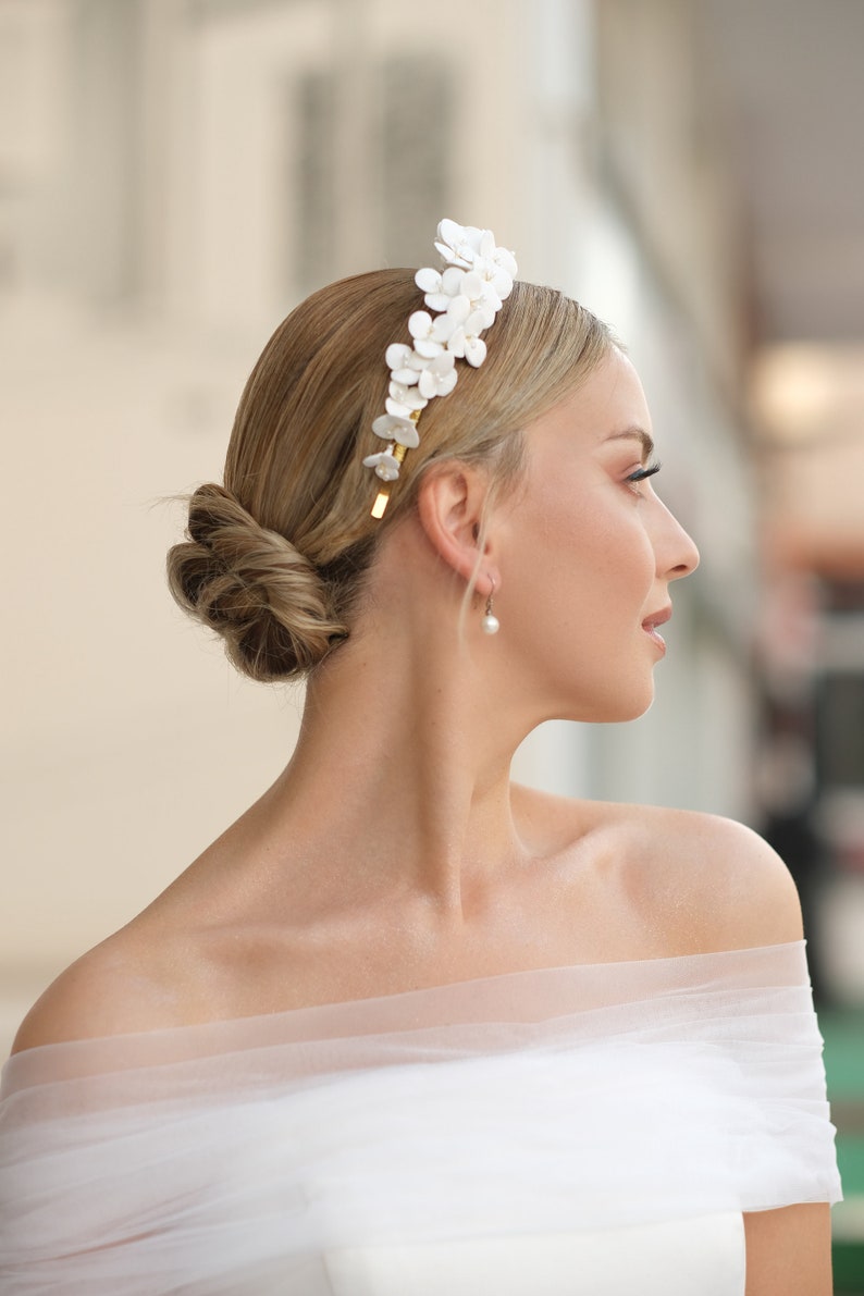 Ceramic Clay Headband, Bridal Floral Crown image 4