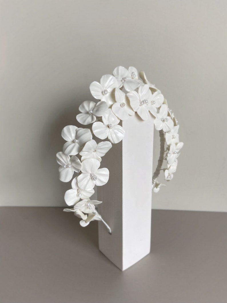 Ceramic Clay Headband, Bridal Floral Crown image 10