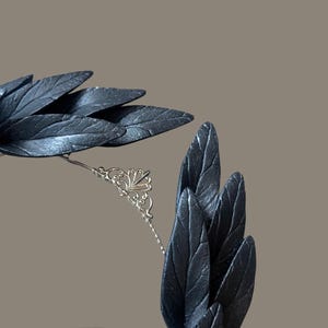 Renaissance Black Leaf Crown for 2026 Gothic Bride | Baroque Raven Diadem image 5