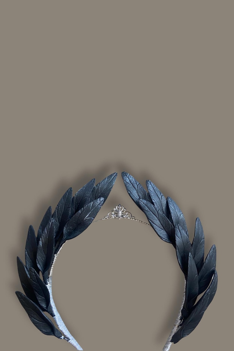 Renaissance Black Leaf Crown for 2026 Gothic Bride | Baroque Raven Diadem image 7
