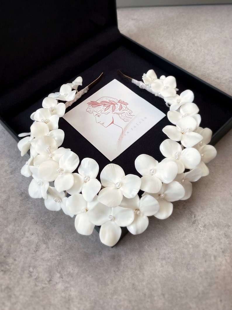 Ceramic Clay Headband, Bridal Floral Crown image 6