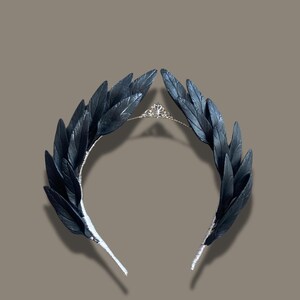Renaissance Black Leaf Crown for 2026 Gothic Bride | Baroque Raven Diadem image 6