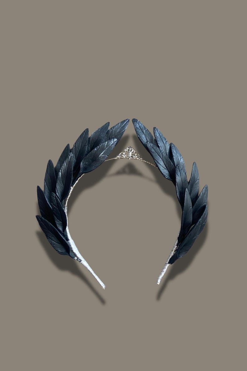 Renaissance Black Leaf Crown for 2026 Gothic Bride | Baroque Raven Diadem image 6