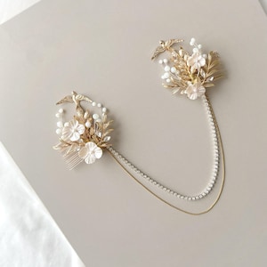 Gold Bridal Hair Chain, Bird & Leaf Vintage Wedding Headpiece