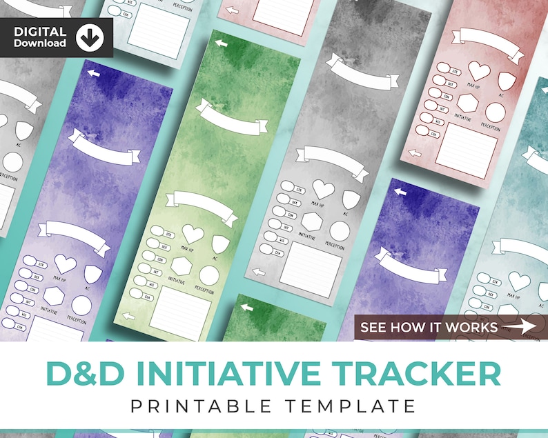 D&amp;D 5e Initiative Tracker Dungeons and Dragons Printable Character ...