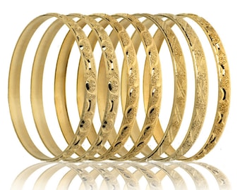 14K Gold Color- 7pc SEMANARIO BANGLES-USA Seller