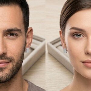 925 sterlingzilveren Iced out rechthoekige stud grote effen heren- en damesoorbellen