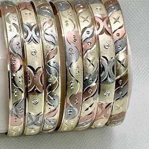Bangle 3-Tone 14K Gold Color set of 3  Bangles From Size 4 to 8