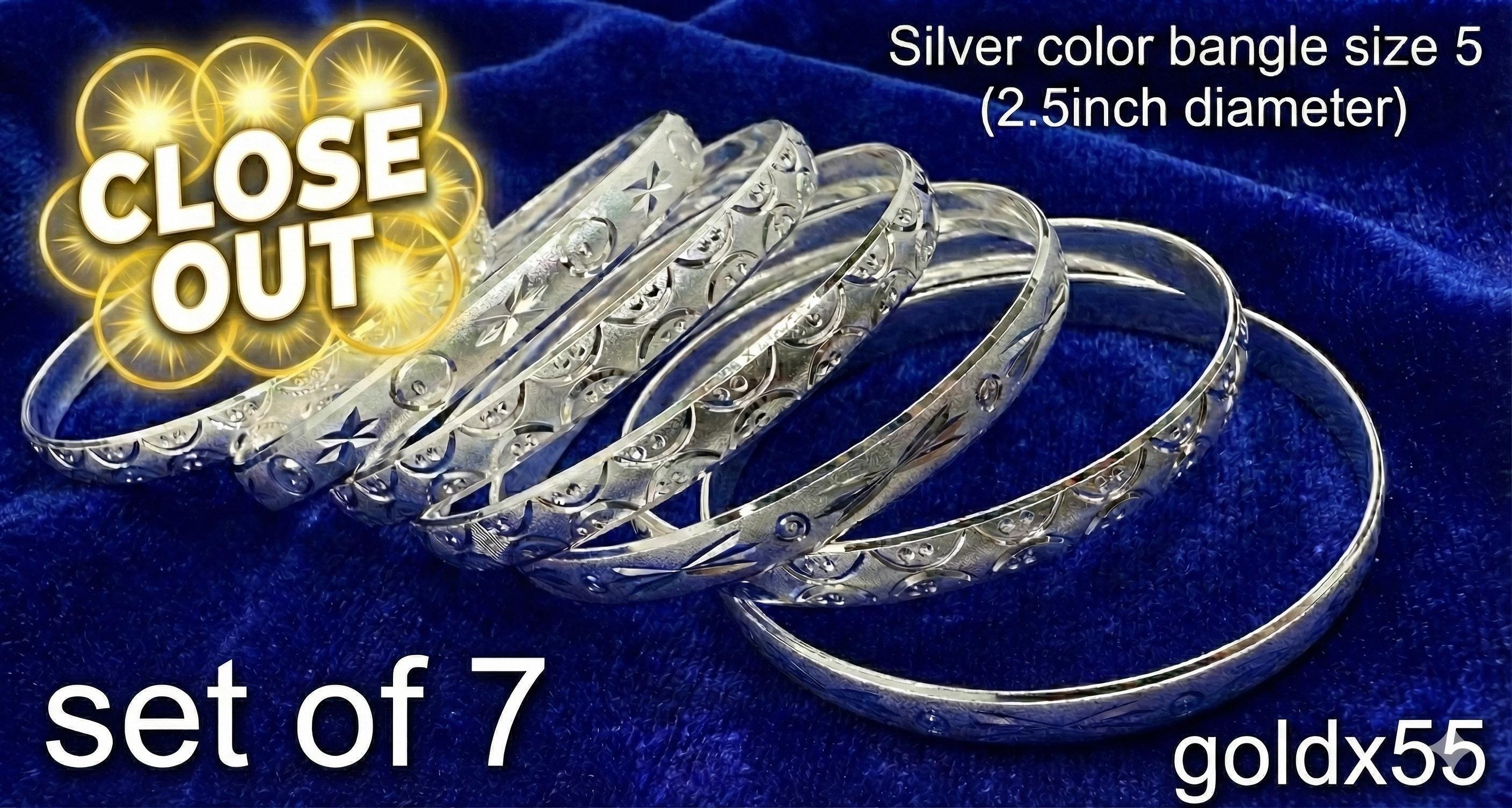 Seven Silver Bangle - Etsy