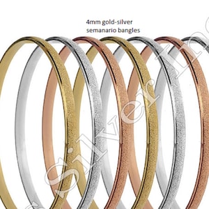 14K Gold & Silver Color 4mm 7pc Semanario Bangles in 4mm