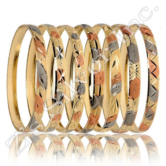 7 Bracelets Set 14K Gold Plated. Assorted Design Semanario Chapa de Oro 7  piezas | eBay