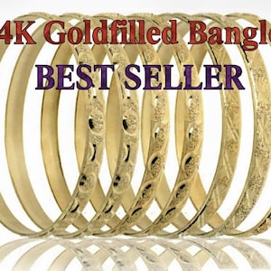 14K Gold FILLED Set of 7(Seminario) BANGLES With Warranty (Please measure your wrist before ordering)