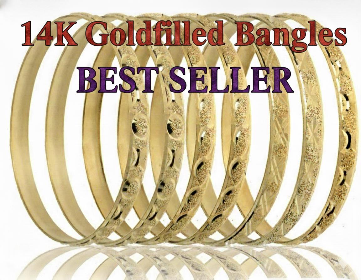 14K Gold FILLED Set of 7(seminario) BANGLES With Warranty (please