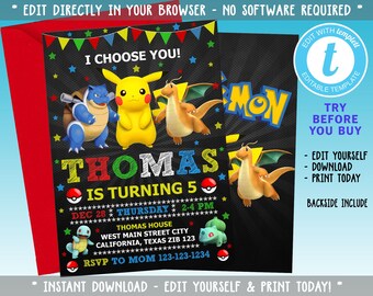 Pikachu Invite You Ll Enjoy Etsy Pikachu Invite You Ll Enjoy Etsy