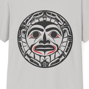 Native American T-shirt Coast Salish Sun T-Shirt Indigenous Northwest Art Tee Bohemian Softstyle Shirt Eco Friendly Tribal Gift for Him Her image 3