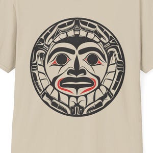 Native American T-shirt Coast Salish Sun T-Shirt Indigenous Northwest Art Tee Bohemian Softstyle Shirt Eco Friendly Tribal Gift for Him Her image 1
