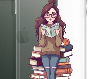 Bookish Clear Case for iPhone Bookworm Phone Case Cute Book Lover Cover for iPhone 14, 13, 11 Pro, 12, XR, XS, X, SE 2022 Samsung