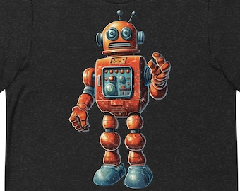 Robot Shirt, Mens Robot T-Shirt, Vintage Robot Boys Shirt, Robot Retro Sci Fi, Retro Robot Shirts, Robot Lover Gift, Engineer Shirt, AI Art