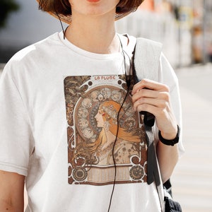 Camiseta La Plume, camiseta francesa de arte vintage Camiseta con póster Nouveau, regalo para artista Camiseta con estampado de arte, regalo de amante del arte, camiseta gótica