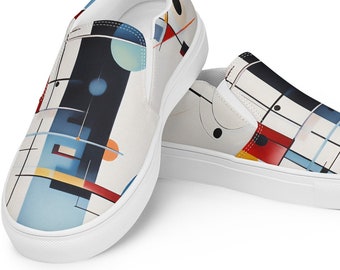 Men's Slip-On Canvas Shoes, Slip on Sneaker for Mens, Abstract Midcentury Modern Unique Art Shoes | Gift for him, summer gifts, travel shoe