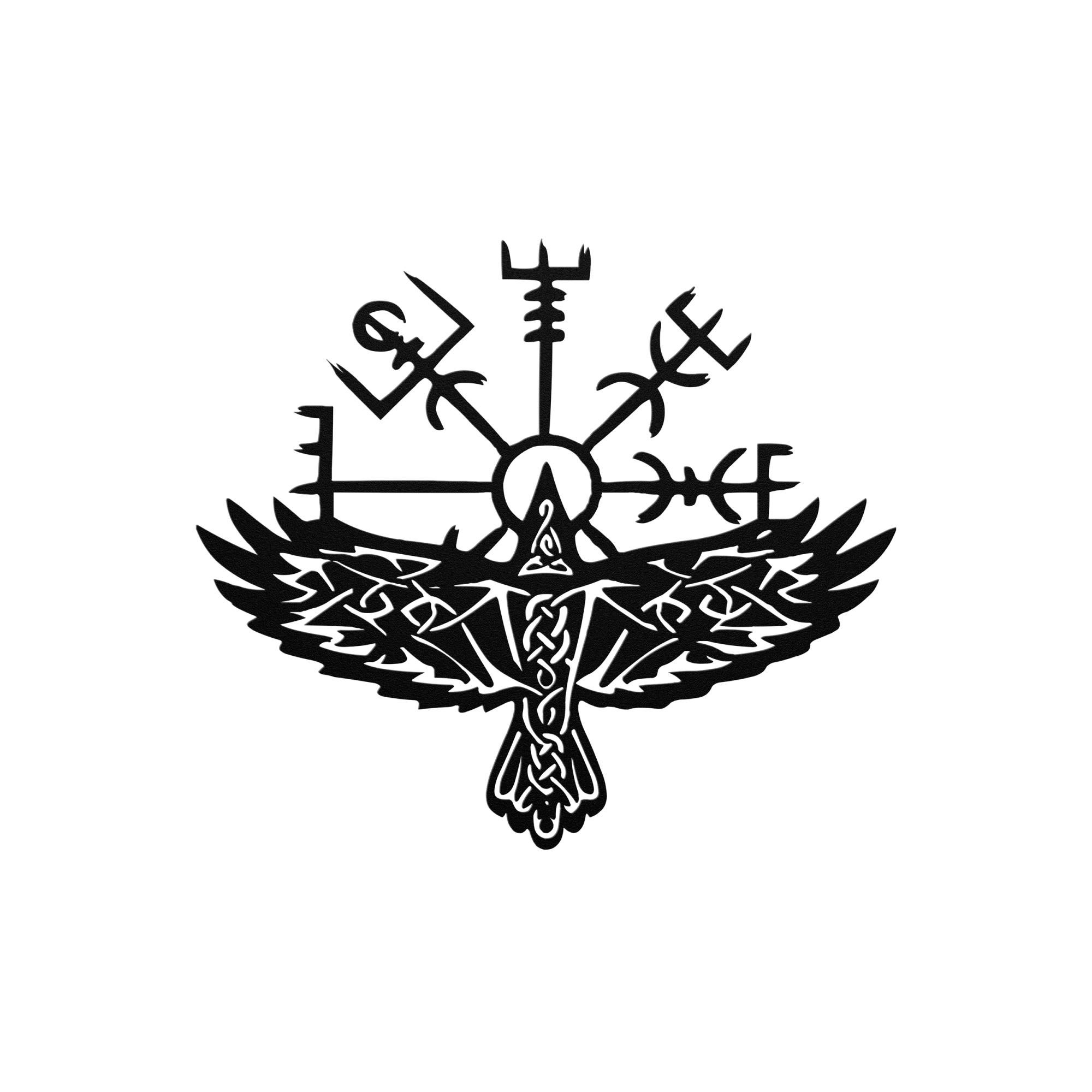 Vegvisir Viking Metal Wall Art – Compass & Raven Wall Sign | Nordic ...