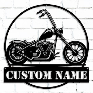 Custom Motorcycle Garage Metal Wall Art | Personalized Bike Sign | Last Name Plaque for Bike Lovers | Father&#39;s Day Gift | Garage Decor