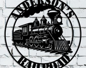 Personalized Train Metal Sign | Custom Train Name Sign | Train Room Decor for Kids | Unique Gift for Train Enthusiasts | Model Railroad Club