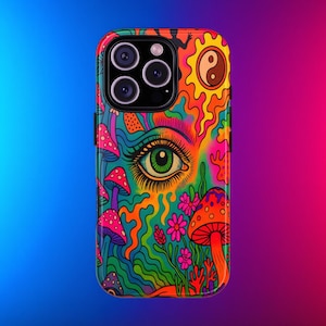 Trippy Psychedelic Phone Case Vibrant Abstract Swirl Design for iPhone 16 15 13 12 Pro Max Samsung S25 S24 Google Pixel Colorful Art