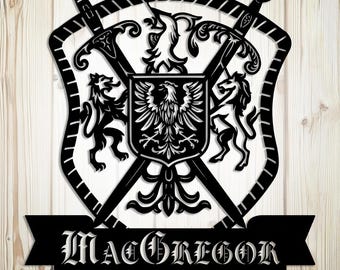 Family Crest Metal Sign, Custom Coat of Arms Wall Art | Personalized Steel Family Name Sign | custom housewarming sign, Legacy Gift for Home