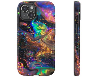 Marbled opalescent Holographic Print Phone Case for iPhone 15, 14, Pro Max, 13, 12 & Samsung Case S24, S23, S22, S21, Google Pixel
