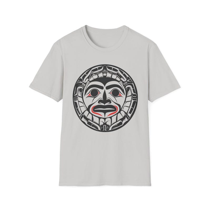 Native American T-shirt Coast Salish Sun T-Shirt Indigenous Northwest Art Tee Bohemian Softstyle Shirt Eco Friendly Tribal Gift for Him Her image 3