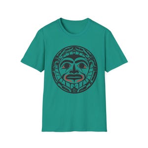 Native American T-shirt Coast Salish Sun T-Shirt Indigenous Northwest Art Tee Bohemian Softstyle Shirt Eco Friendly Tribal Gift for Him Her image 9