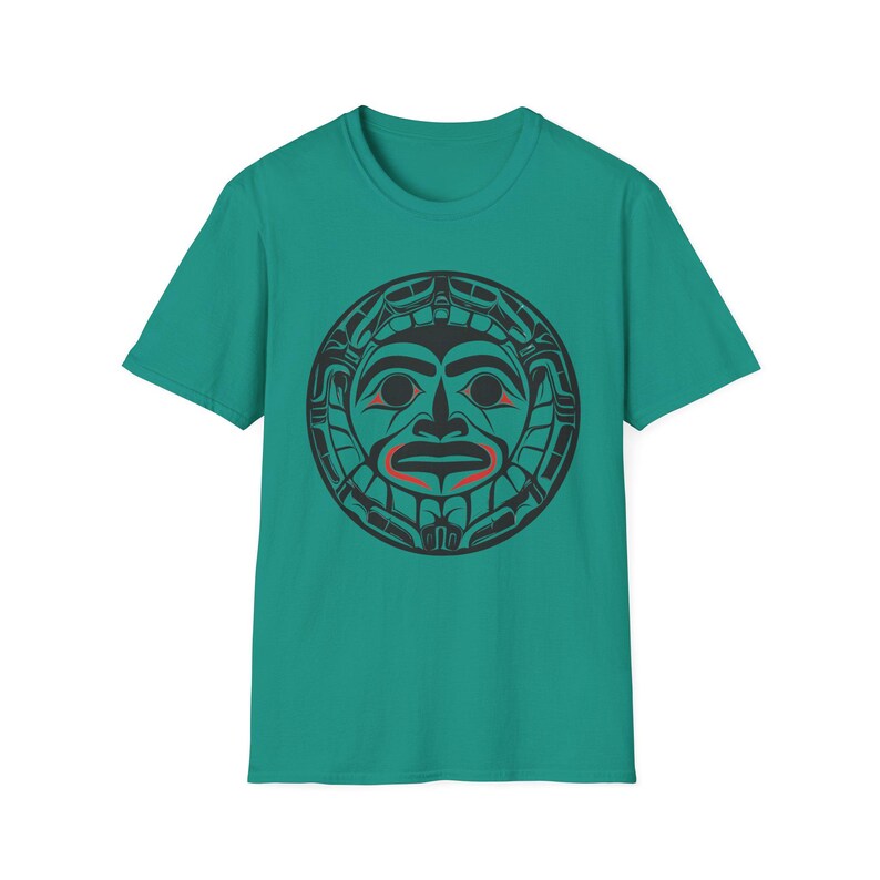 Native American T-shirt Coast Salish Sun T-Shirt Indigenous Northwest Art Tee Bohemian Softstyle Shirt Eco Friendly Tribal Gift for Him Her image 9