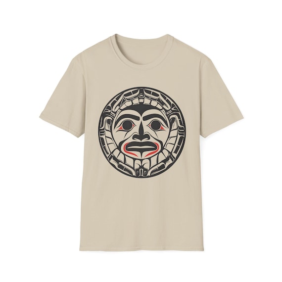 Native American T-shirt Coast Salish Sun T-Shirt Indigenous Northwest Art Tee Bohemian Softstyle Shirt Eco Friendly Tribal Gift for Him Her