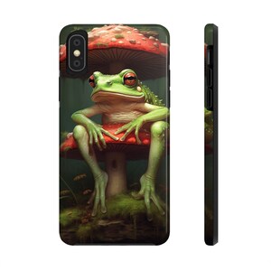 Frog Magic Mushroom iPhone Case Cute Toadstool Phone Case, iPhone 15 Case, Green Phone Cover, Samsung Galaxy S24 Case, Google Pixel Case