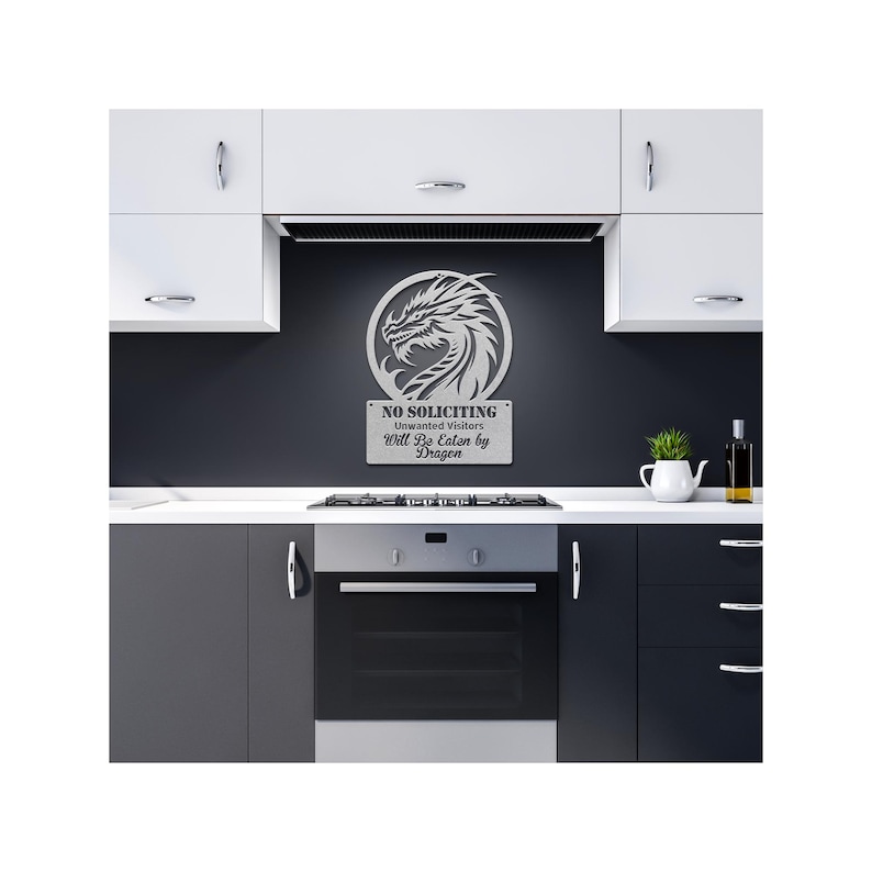 Funny No Soliciting Sign | Dragon Will Eat You Metal Sign | Custom Outdoor Warning Sign | Personalized Steel Wall Art for Home & Business image 10