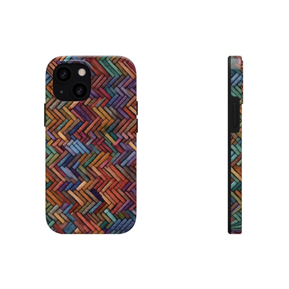 Herringbone Pattern Wool Aesthetic Phone Case Rainbow Fun Colors
