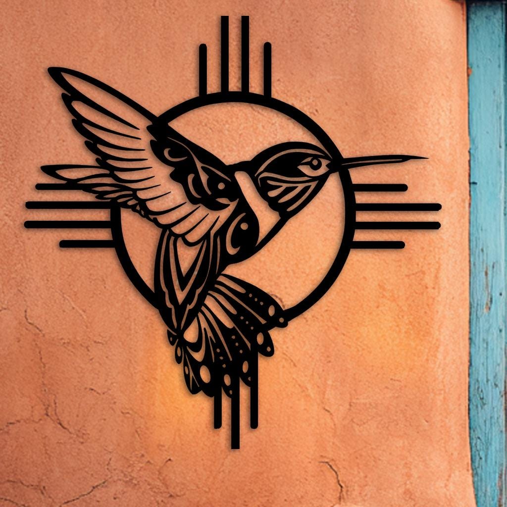 Southwest Hummingbird Native American Style Metal Sign, Desert Wall Art ...