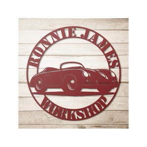 German Sports Car Speedster Metal Sign | Classic Garage Wall Art | Custom Steel Car Decor for Man Caves & Auto Shops