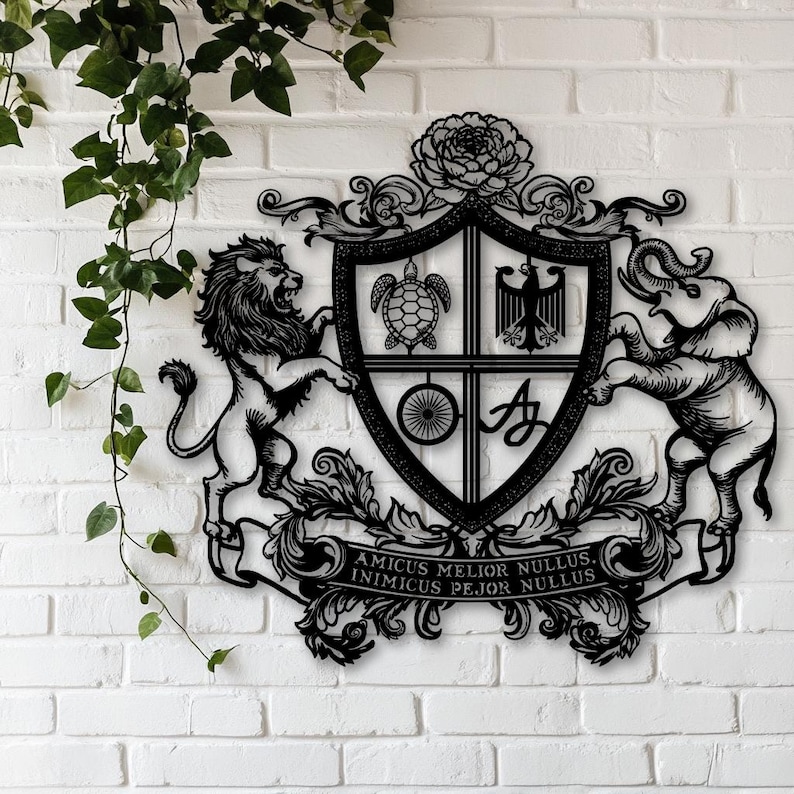 Crest Sign Rectangle Family Crest Metal Sign, Custom Coat of Arms Wall Art | Personalized ...