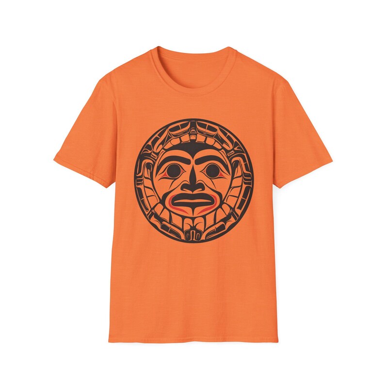 Native American T-shirt Coast Salish Sun T-Shirt Indigenous Northwest Art Tee Bohemian Softstyle Shirt Eco Friendly Tribal Gift for Him Her image 5