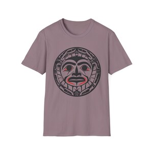 Native American T-shirt Coast Salish Sun T-Shirt Indigenous Northwest Art Tee Bohemian Softstyle Shirt Eco Friendly Tribal Gift for Him Her image 4
