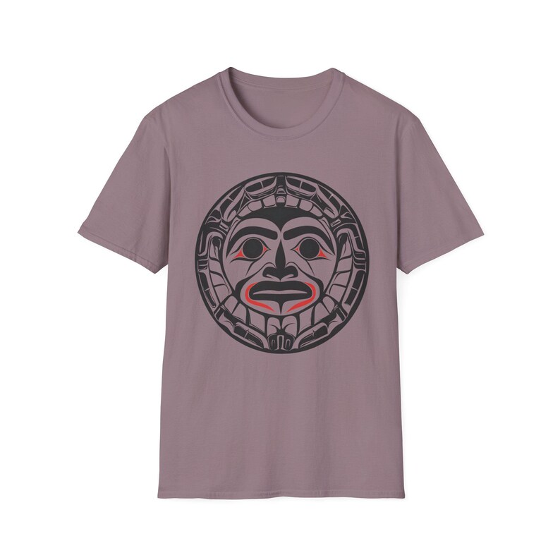 Native American T-shirt Coast Salish Sun T-Shirt Indigenous Northwest Art Tee Bohemian Softstyle Shirt Eco Friendly Tribal Gift for Him Her image 4