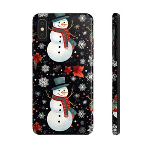 Snowman iPhone Case Christmas phone case for fits iPhone 14, 14 pro,13, 12, Vintage cottagecore Xmas phone case