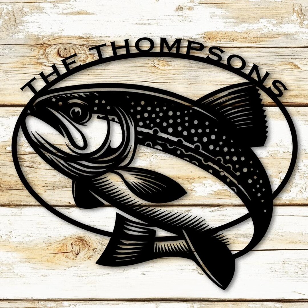 Custom Fish Sign Fish Metal Name Sign, Trout Fish Sign With Custom Text | Personalized ...