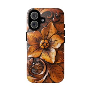 Western Cowboy Carved Leather Style Phone Case - Custom iPhone & Samsung Cover | Rustic Protective Case | Western Design | Floral Phone Case